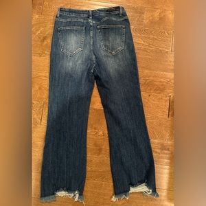 Risen Frayed Hem Non Distressed Straight Leg Medium Wash